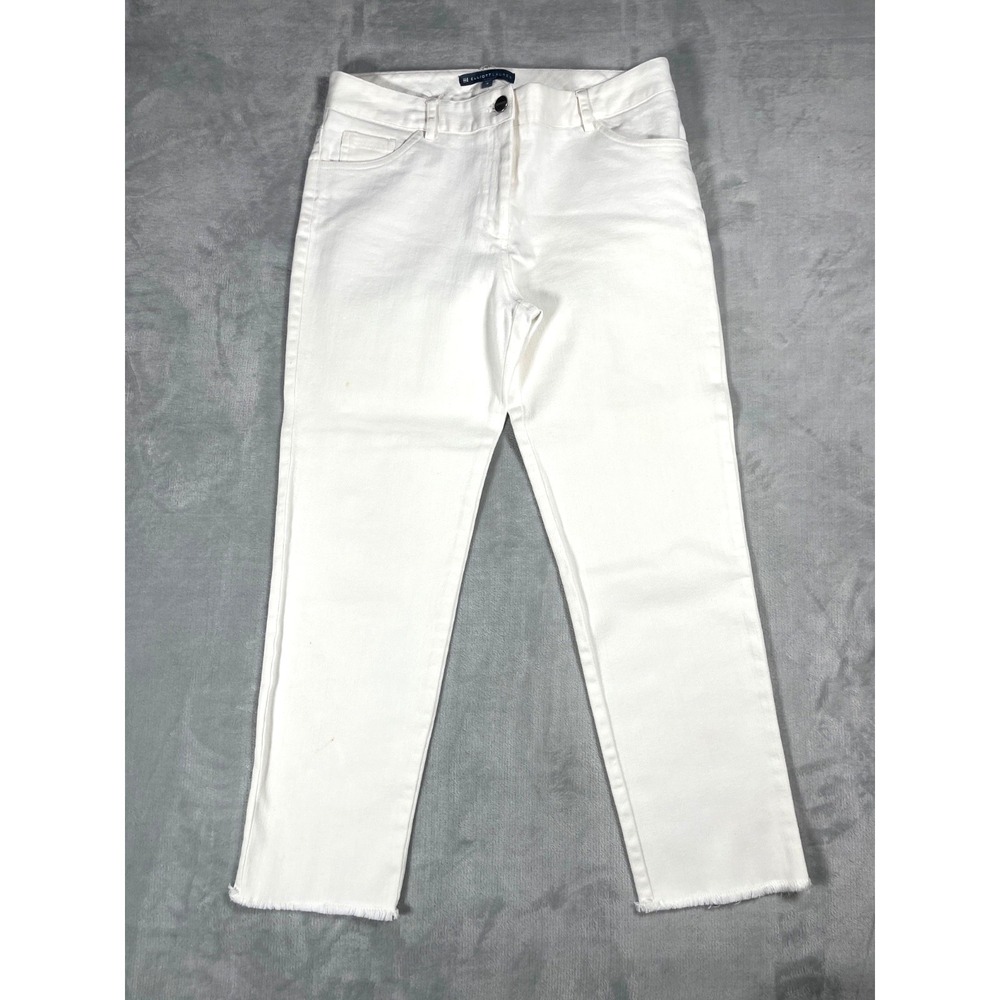 Elliott Lauren Jeans Women 4 White Cropped Raw Hem Stretch Denim Pants